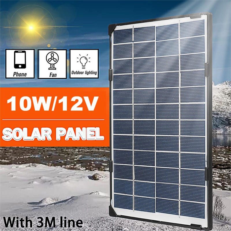 New 10W Solar Panel 12V Waterproof Battery Charger Outdoor Camping Phone Charger