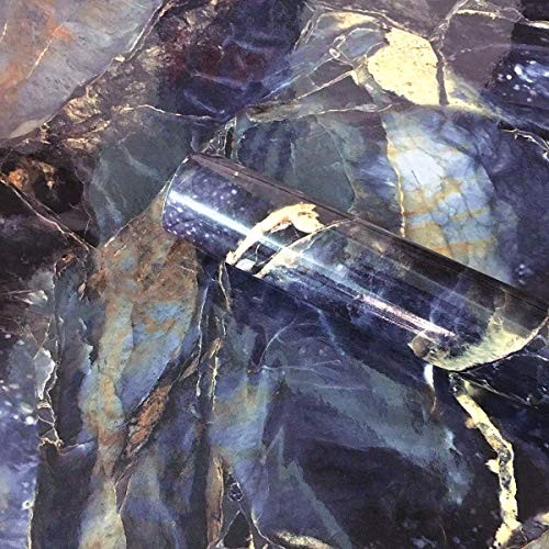 Adhesive Marble Paper Granite Look Marble Effect Gloss 2″ x 15.8″ Blue Stone