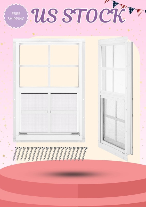 2 Pack 12″x18″ Shed Windows Sliding White Flush Mount with Tempered Glass