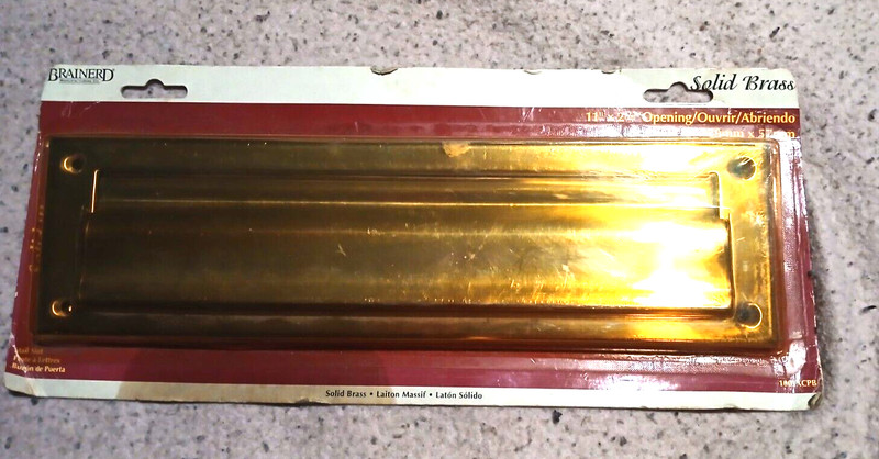 Solid Brass Door Mail Slot Horizontal Brainerd Mfg. 11″ X 2.5″ 1001XCPB