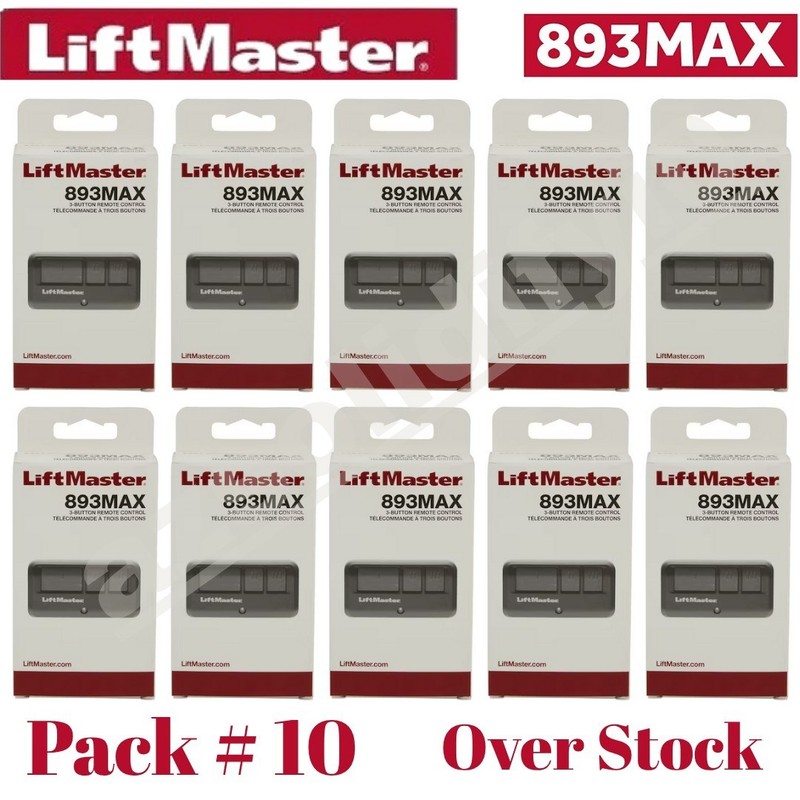 LiftMaster 893MAX 3-Button Visor Garage Door Opener Remote Control – Pack of 10