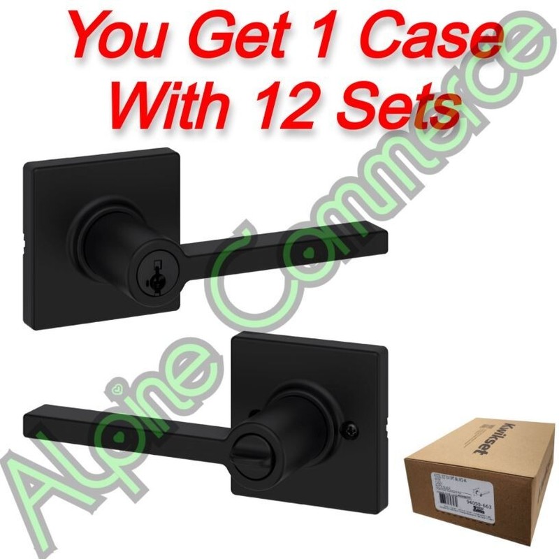 *12-Sets* Kwikset Casey Keyed Entry Door Lever Handle Lock Matte Black 94050-663