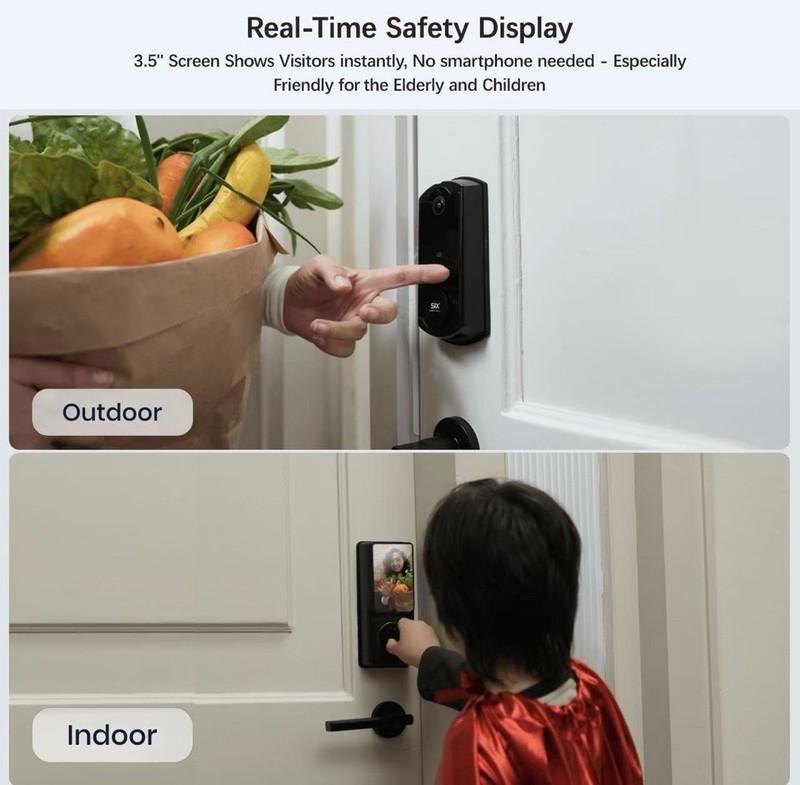 SIX SMRTIPLX Fingerprint Biometric Smart Door Lock, Video Display, Remote gallery