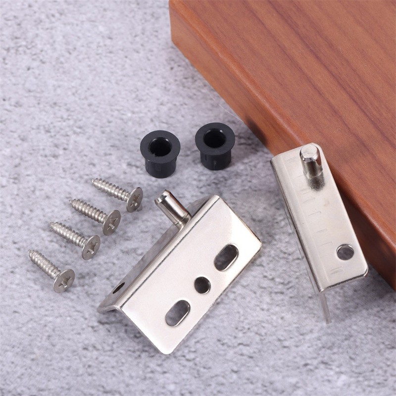 1 Set Pivot Door Hinges Silver Iron 40x18x13mm for Wooden Door Cabinet Household gallery