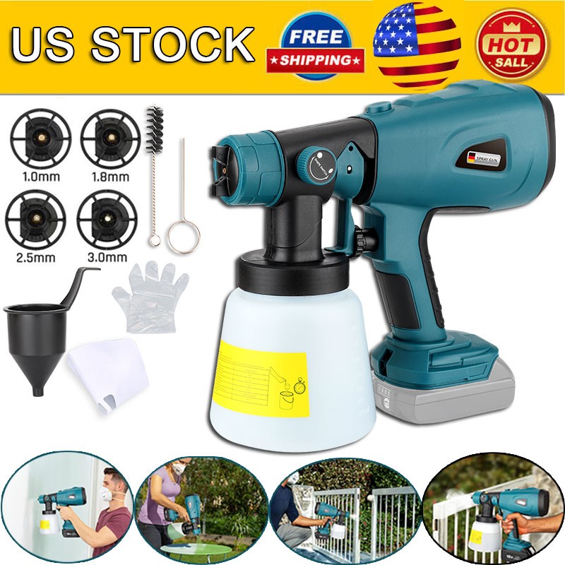 Cordless High Pressure Spray Gun Handheld Paint Sprayer for Makita 18V Battery