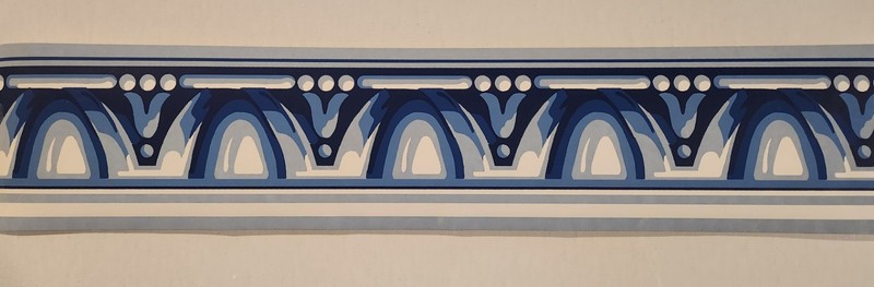 Geometric Bead Molding Wallpaper Border Navy Blue & White 3.4 x 15 Ft #5683