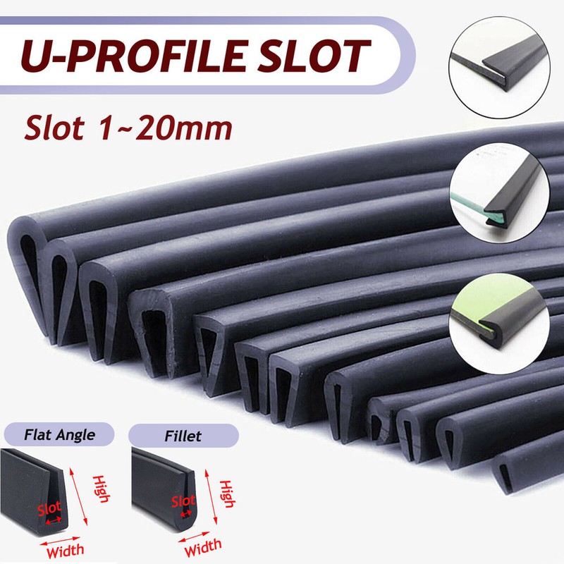 1mm~20mm Edge Protection Frame Profile Rubber Edging Trim Seal U-profile Slot