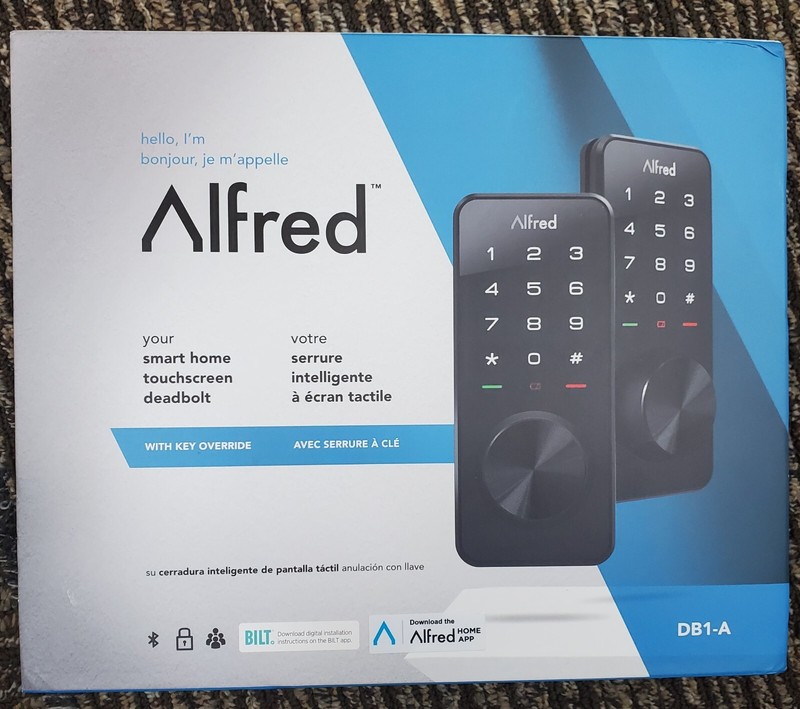 Alfred DB1-A Touchscreen Smart Door Lock with Bluetooth & Key Override Sealed