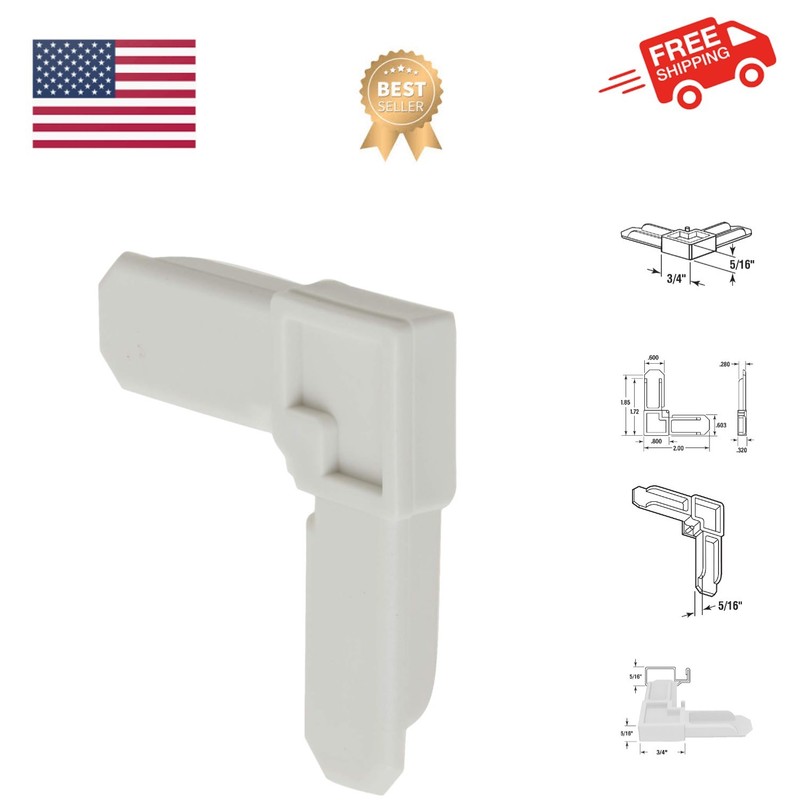 Square-Cut Plastic Screen Frame Corners, 5/16 x 3/4 in., Easy Install 50 Pack