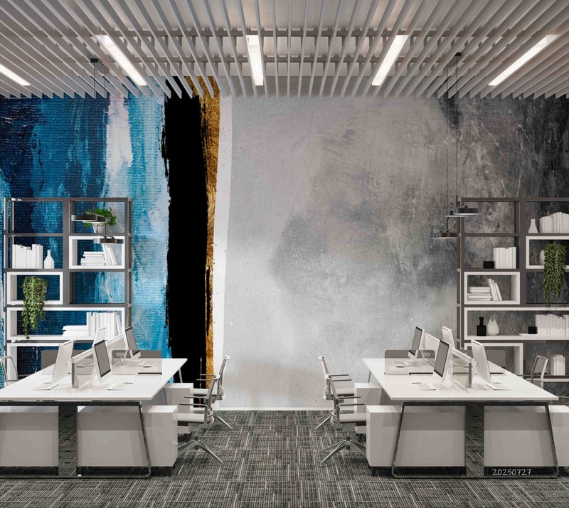 3D Office Abstract Art Painting Self-adhesive Removeable Wallpaper Wall Mural