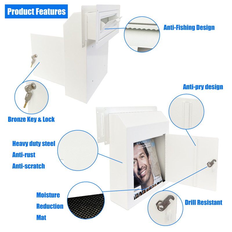 Through the Door Locking Mail Drop Box, 1.5mm Steel Theft Proof Payment Mailbox gallery