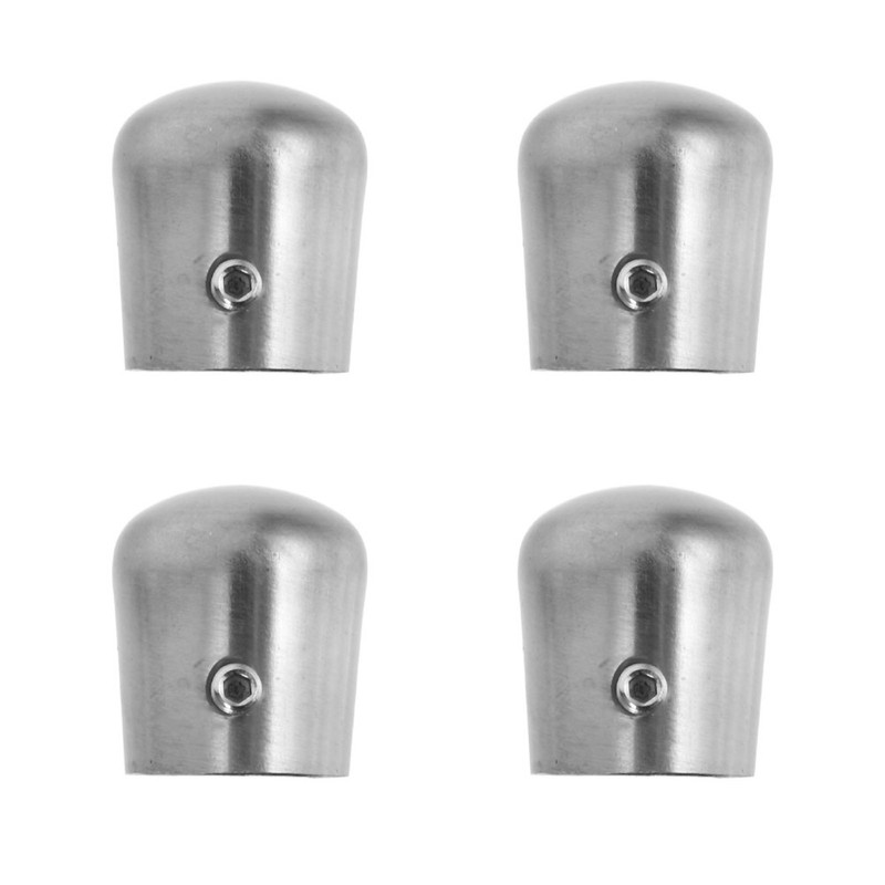 4 Pcs Stair Railing Caps Round Handrail End Stainless Steel Accessories gallery