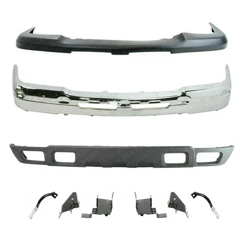 Front Bumper Chrome Steel & Brackets Kit For 2003-2006 Chevrolet Silverado 1500 gallery