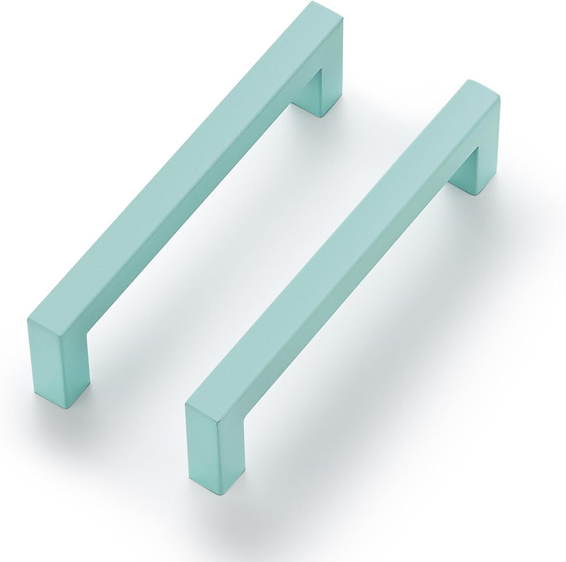 Ravinte 1 Pack 5 Inch Kitchen Square Cabinet Handles Green Drawer Pulls for Cupb