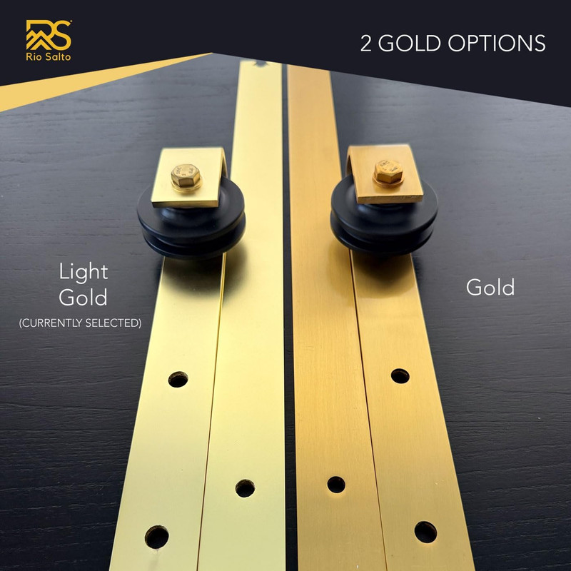 Light Gold Adjustable Barn Door Hardware Kit - 13Ft Brushed Brass Finish gallery