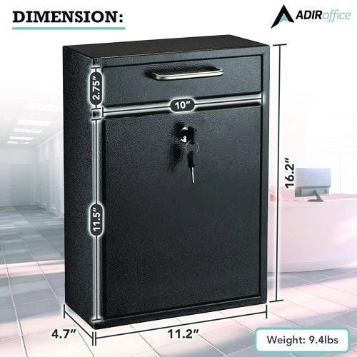 AdirOffice Ultimate Secure Drop Box Wall Mounted Mail Box, 11.2 x 4.7 x 16.2 gallery