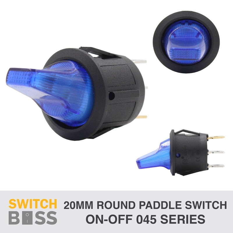 MINI ROUND PADDLE TOGGLE SWITCH Full LED 12v On Off SPST Rocker Switch Colours