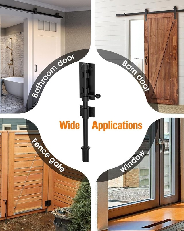 10" Heavy Duty Slide Bolt Latch - Multi-Purpose Stainless Steel Gate Locks, 2pcs gallery