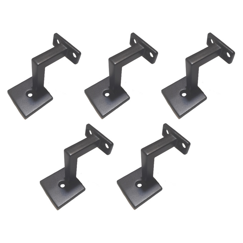 Square Handrail Brackets Textured Black Zinc Alloy for Staircase Railing QTY=5