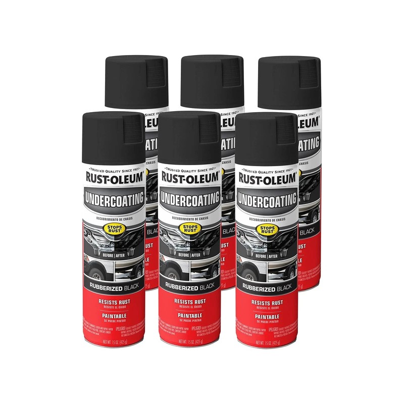 Rust-Oleum 248657-6PK Stops Rust Undercoating Spray, 15 oz, Rubberized Black…