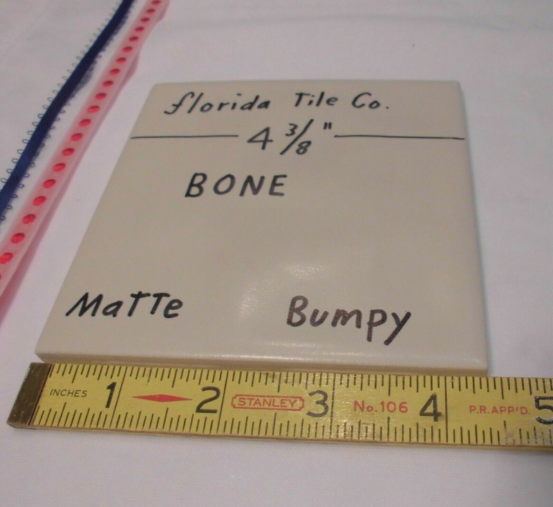 1 pc. Bone: Bumpy Matte Ceramic Tile 4-3/8" by Florida: Big Thumb Prints, New gallery