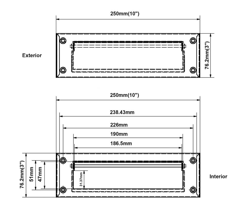 QCAA Solid Brass Mail Slot, with Interior 1 Pack, Polished gallery