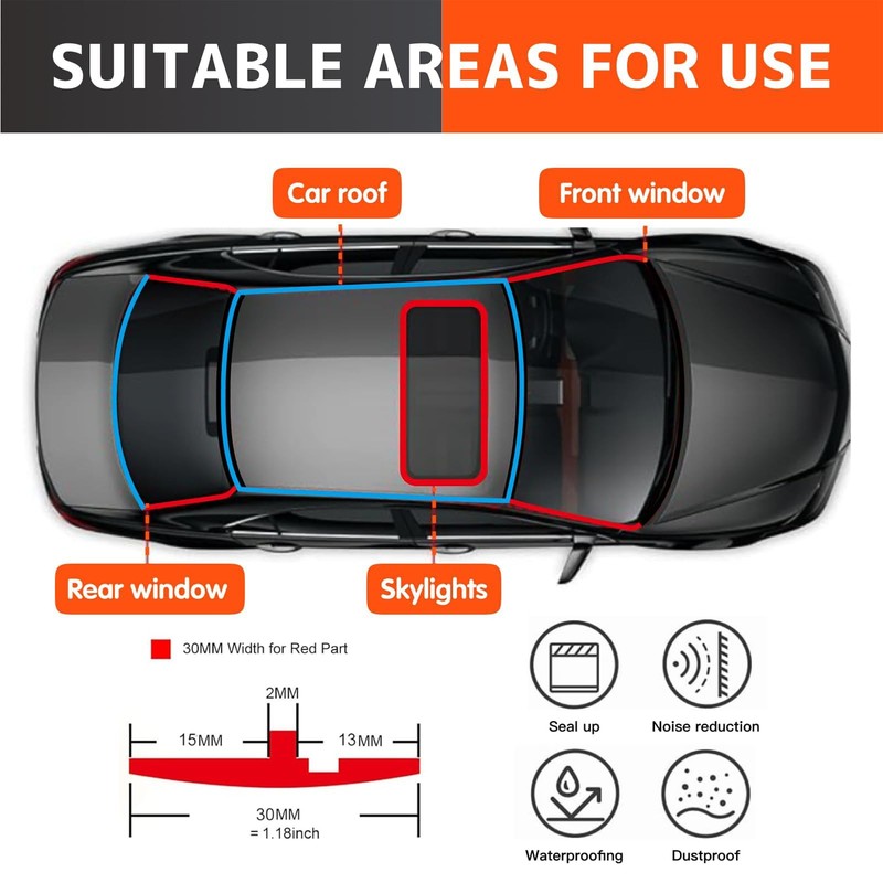 Car Weather Stripping 30MM - Windshield Rubber Seal for Car Front Rear Windsh... gallery