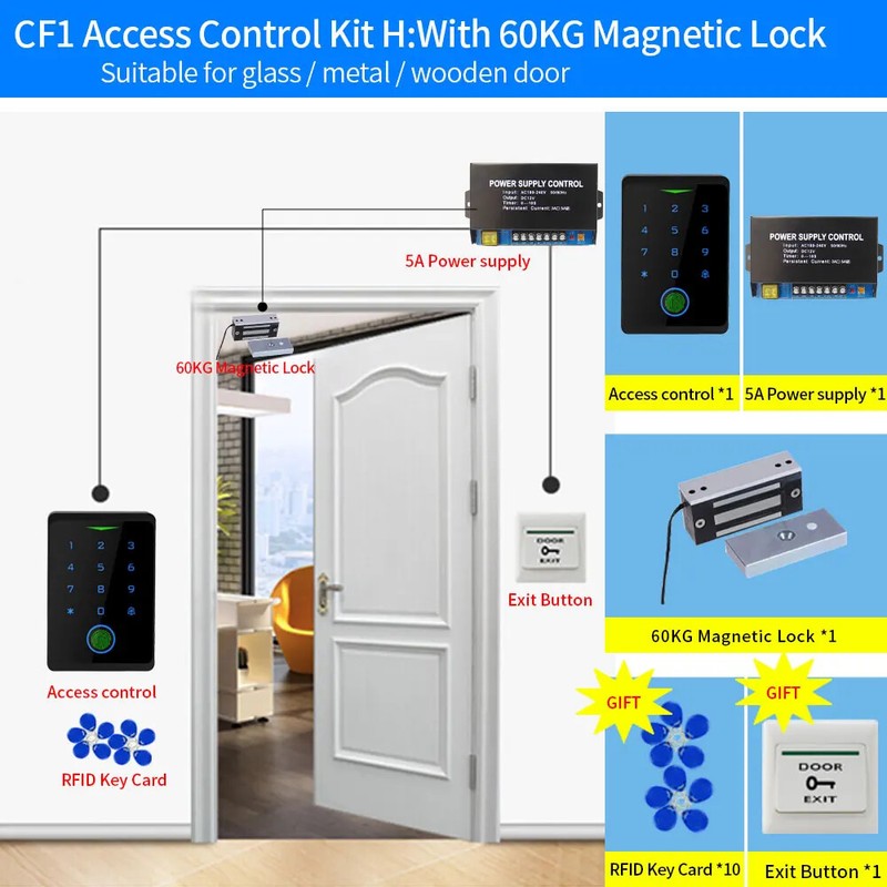 Wifi Fingerprint Lock Electronic Gate Opener Kit Biometric Door Access Control