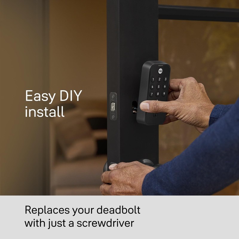 Yale Black Suede Code Keypad Deadbolt Front Door Lock for Keyless Entry, gallery