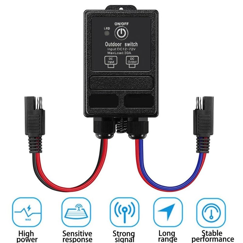 12 Volt Wireless Remote Control Switch with SAE Connector Plug 328ft Long Ran... gallery
