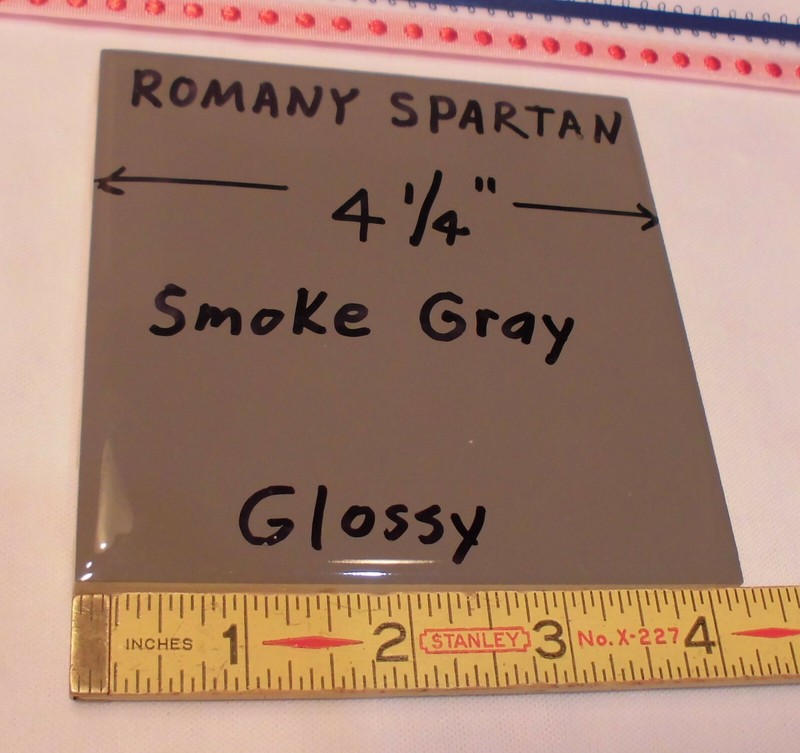 1pc. *Smoke Gray* 4-1/4″ Glossy Ceramic Tile; The Romany Co. Made 1950’s NOS