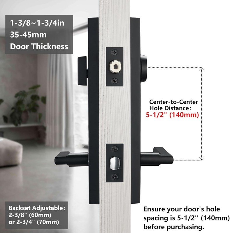Matte-Black Front Door Handle - Modern Entry Door Lock Set with Deadbolt gallery
