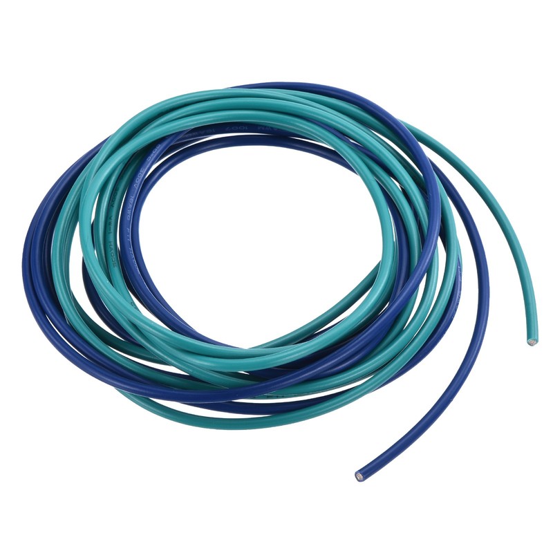 16 Gauge PVC Hookup Wire 1.5m/5ft 16AWG Electrical Wire Blue Green, 2.5mm