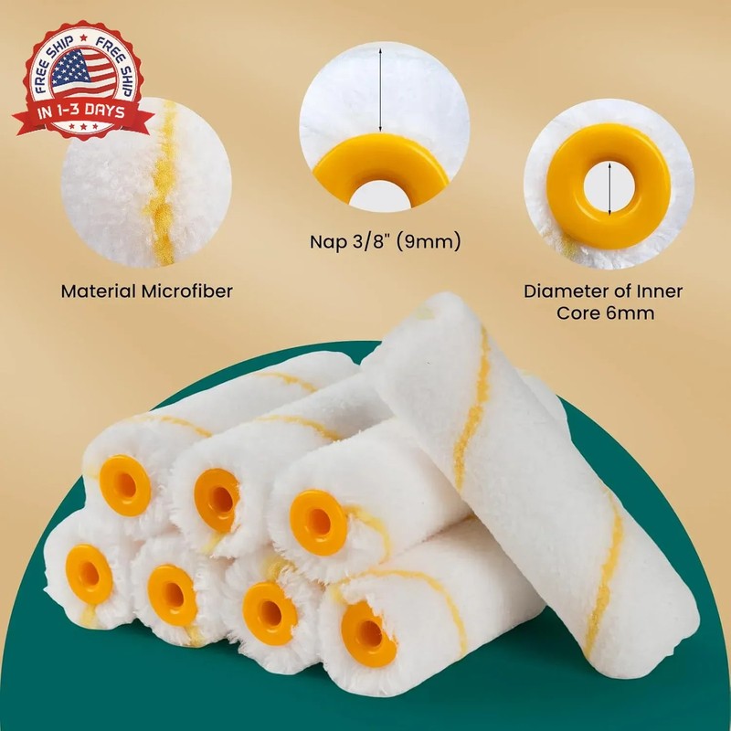 Paint Roller Kit, 15 Pack, 4 Inch Paint Roller, Small Paint Roller with Tray Lin gallery