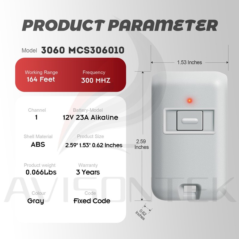 2X MultiCode Gate Opener Remote 3089 3060 308911, Multi Code Garage Door Gray gallery