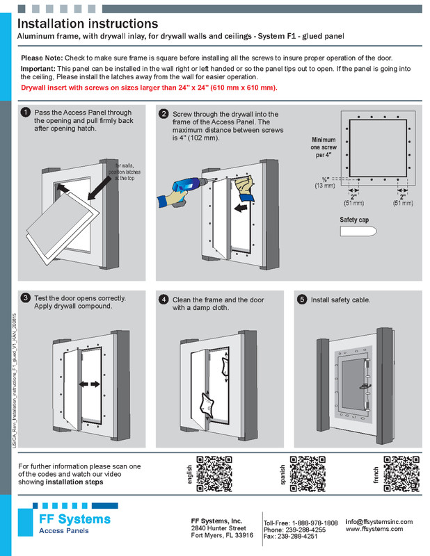 System F1 - Access Panel | Fixed Hinge | Touch Latches (½" Drywall, 18" X 18") gallery
