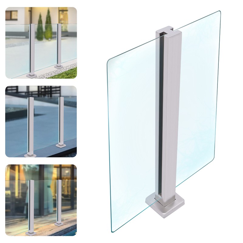Glass Railing Mid Post,304 Stainless Steel Balustrade for Balcony Stairs 35.8”