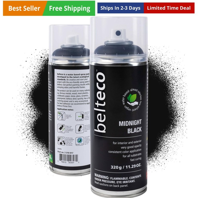 Spray Paint Black Matte | Water-Based & Odorless | Weather & UV Resistant | I…