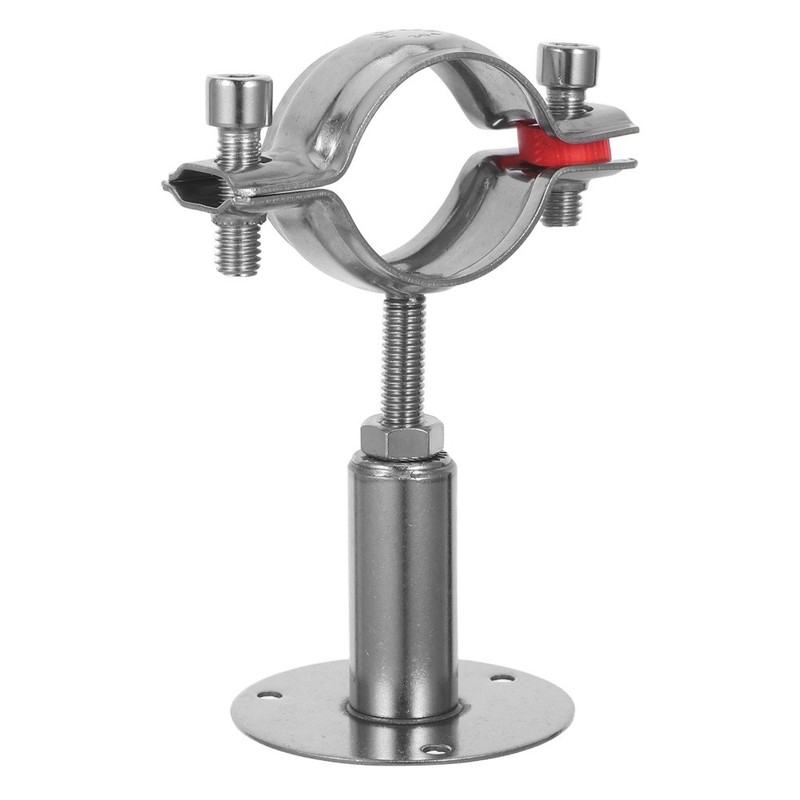 2 Pcs Adjustable Stainless Steel Pipe Support Wall Clamps Brackets With Screws gallery