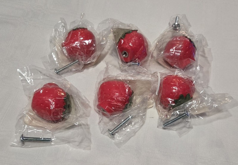 Set of 6 - Amerock 1 1/4" Red Strawberry Cabinet Knob Pull BP9345 -HP