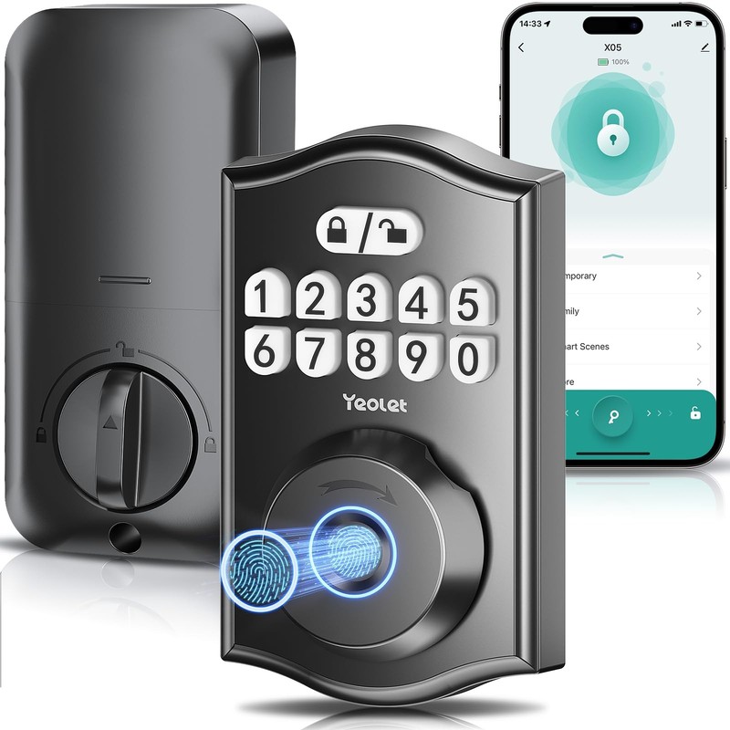 Y58 Built-in WiFi Fingerprint Door Lock, Keyless Entry Door Lock for Front, H…