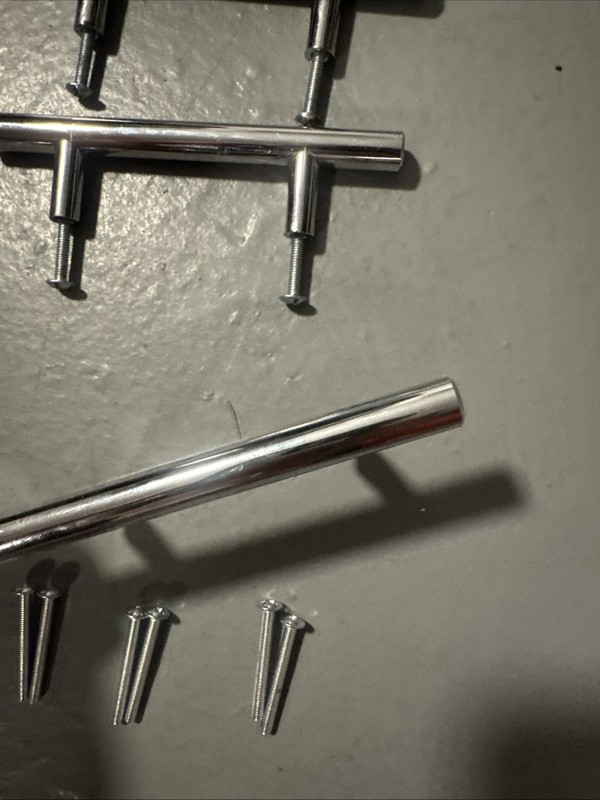 Lot 3 Pc Solid Steel Chrome T Bar Kitchen Cabinet Handle Pulls 3” Hole 5” Length gallery