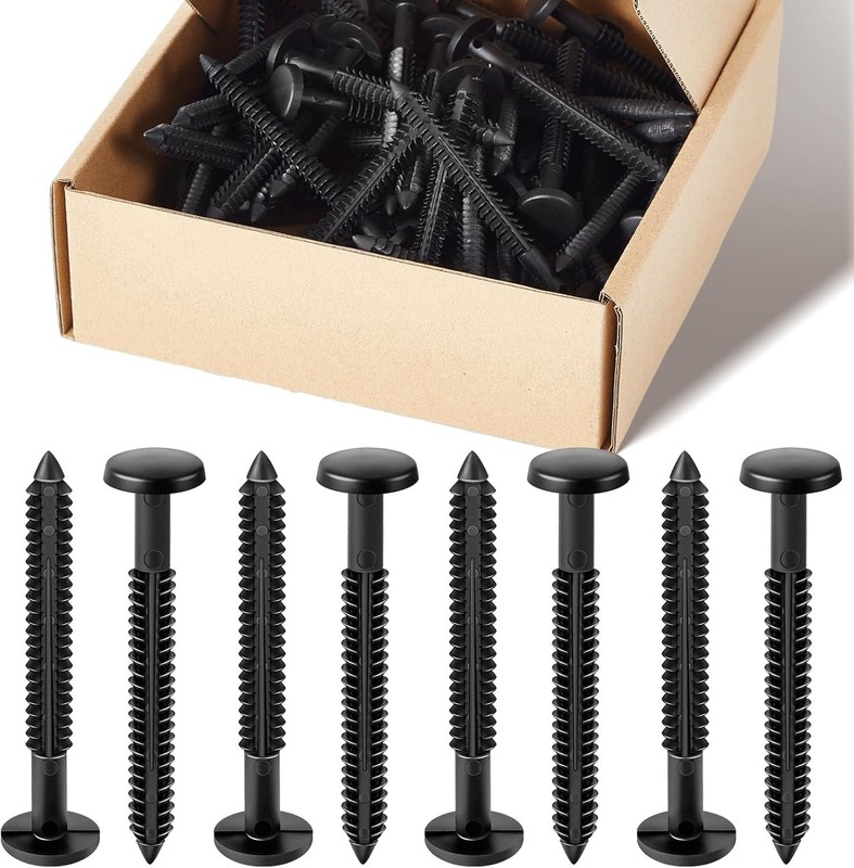 Vinyl Shutter Fastener 3 Inch Black Anchor Peg Pins Screws for Windows and