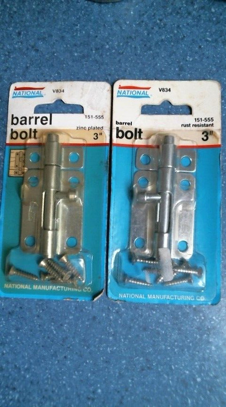 National Hardware N151-555 3″ Zinc Plated Barrel Bolt, Lot of 2, FREE SHIPPING