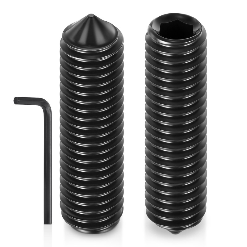 40Pcs Cone Point Socket Set Screws – [M4-0.7x20mm] Carbon Steel, Black