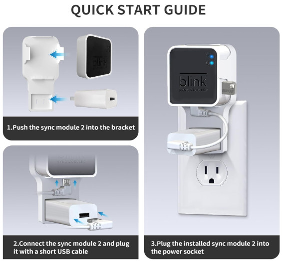 256GB USB Flash Drive Outlet Wall Mount for Blink Sync Module 2 with Short Cable gallery