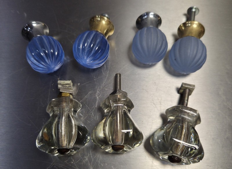 Glass Drawer Pulls Lot/7 Mixed Patterns Set/3 2 Sets/2