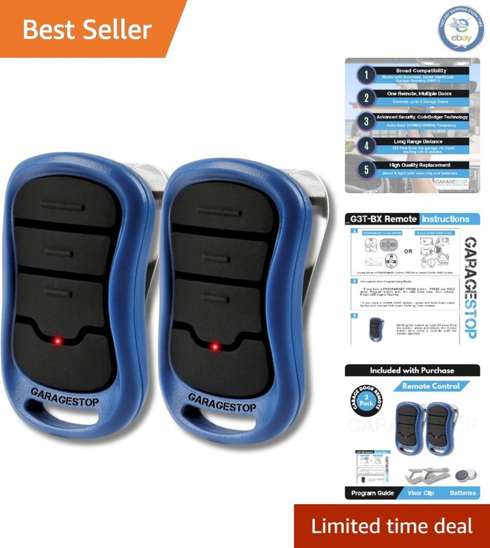 Genie Intellicode Replacement Remote – 2 Pack, 3-Button, Visor Clip Included
