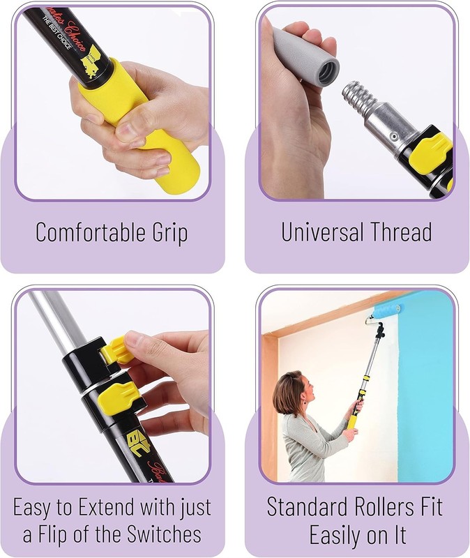 Bates 3 Ft Telescoping Extension Pole - Versatile Paint Roller & Dusting Tool gallery