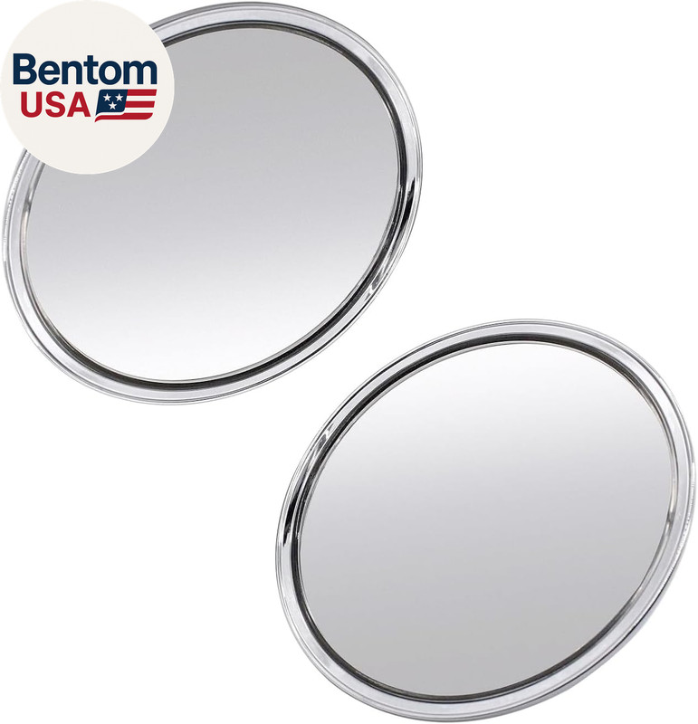 Pair Left & Right Silvery Chrome round Bowtie outside Rearview Mirrors Compatibl gallery